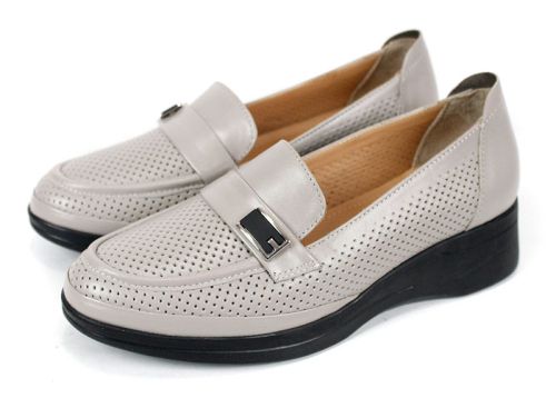 Eloria Form – pantofi dama din piele naturala perforata in nuanta vizon