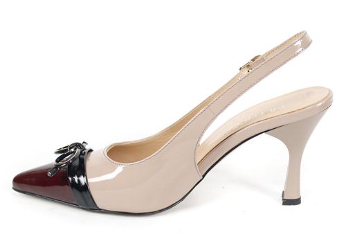 Siena Touch – sandale elegante dama din lac natural bej si bordo