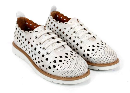 Pantofi de vara moi de dama din piele naturala de culoare gri deschis - Model Agora.