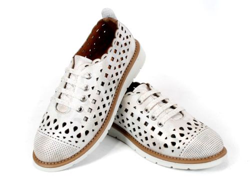 Pantofi de vara moi de dama din piele naturala de culoare gri deschis - Model Agora.