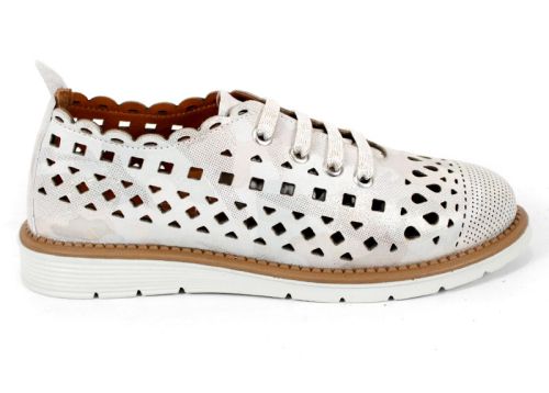 Pantofi de vara moi de dama din piele naturala de culoare gri deschis - Model Agora.