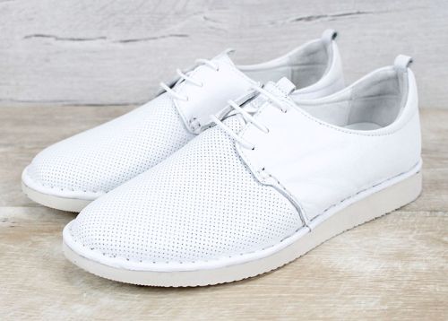 мъжки летни обувки бели кожа перфорация Vento Forma