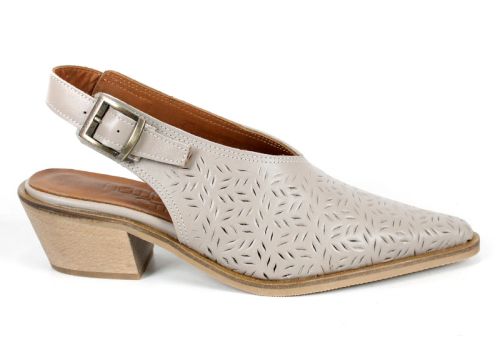 Дамско сабо Aura Clara – каубойска елегантност от естествена кожа в цвят визон