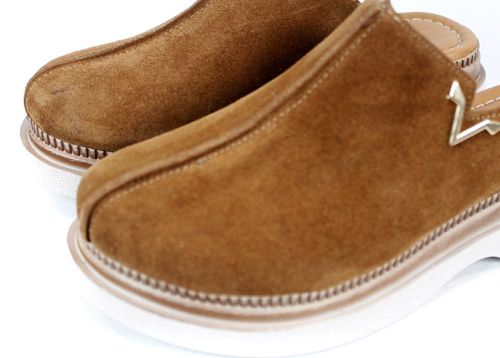 дамско сабо Velvet Step естествен велур светло кафяво удобно ходило