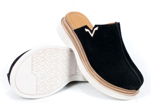 черни дамски сабо от велур удобно ходило