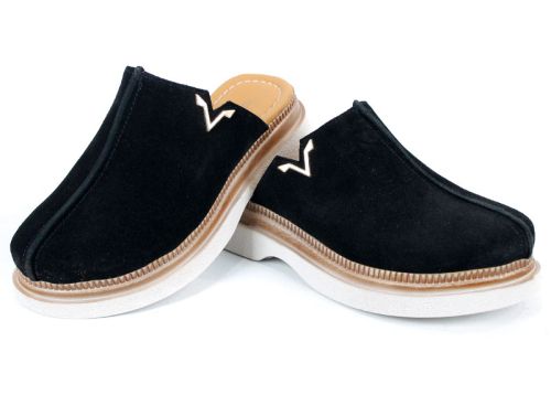 дамски обувки тип сабо велур черно ежедневни