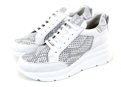 Pantofi Modern Allure – design aerisit alb cu accente gri