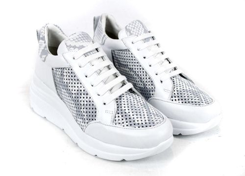 Pantofi Modern Allure – design aerisit alb cu accente gri