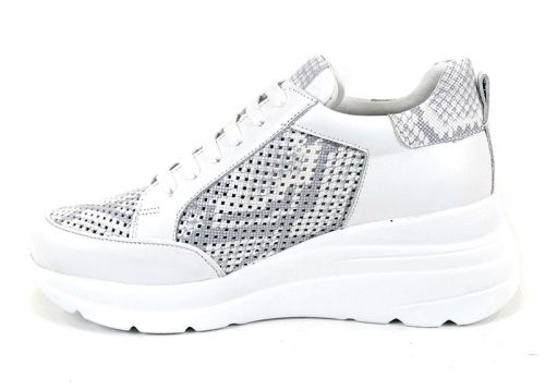 Pantofi Modern Allure – design aerisit alb cu accente gri