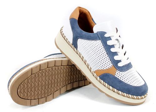 pantofi dama Mirela Vento alb albastru perforati