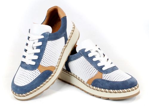 Pantofi Mirela Vento – stil lejer alb cu albastru