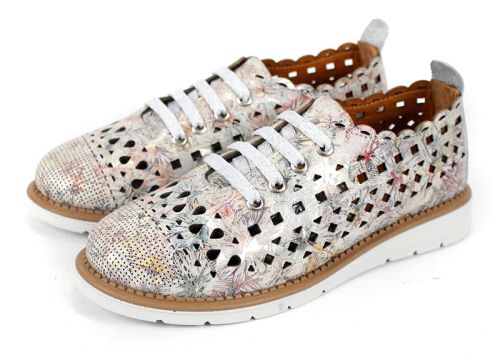 Pantofi de vara moi de dama din piele naturala de culoare gri deschis - Model Agora.