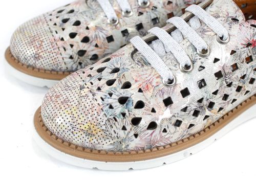 Pantofi de vara moi de dama din piele naturala de culoare gri deschis - Model Agora.