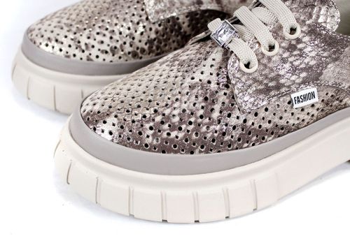 Valmere Line – дамски летни обувки от естествена кожа с перфорация в бежово