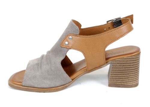 Belle Allure – дамски сандали от естествен велур и естествена кожа във визон и таба