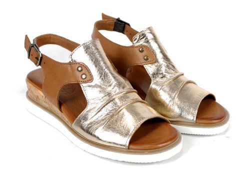 Luna Suave – дамски сандали от естествена кожа в злато и таба