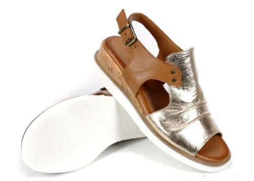 Luna Suave – дамски сандали от естествена кожа в злато и таба