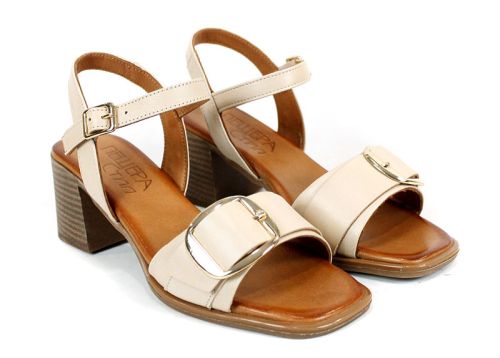 Silent Grace – дамски сандали на ток от естествена кожа в бежово