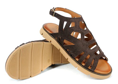 удобни дамски сандали естествен велур