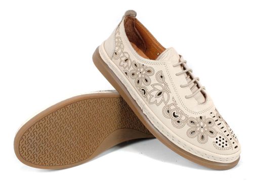 ежедневни дамски обувки естествена кожа бежово