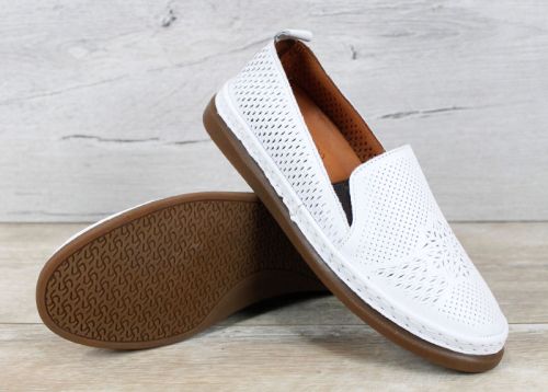 Летни обувки Selina Vanté – естествена кожа в бяло със ситна перфорация