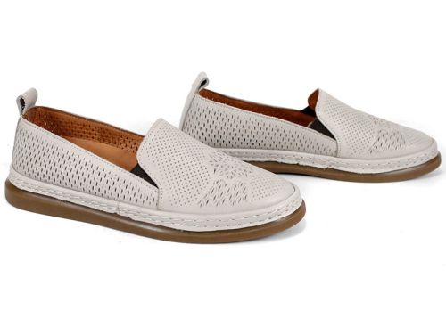 дамски летни обувки сиви естествена кожа перфорация