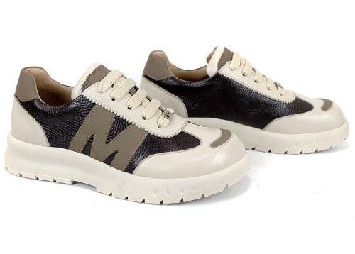 дамски сникърси Virella Note естествена кожа кафяво бежово