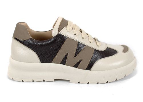 Virella Note – дамски сникърси от естествена кожа в кафяво и бежово