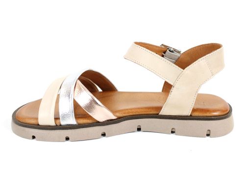 удобни дамски сандали ниско ходило кожа