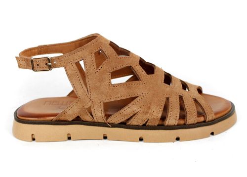 удобни дамски сандали велур отворен дизайн