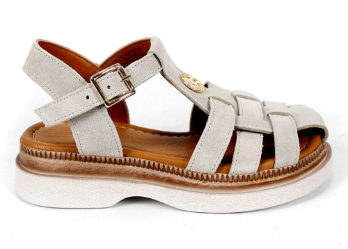 Senda Bella – дамски, ниски сандали от естествен велур в бежово