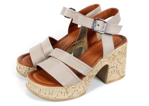 дамски сандали на платформа от естествена кожа визон