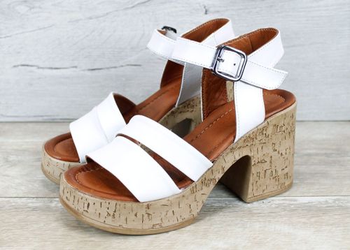 Velora Linea – дамски кожени сандали на платформа в елегантно бяло