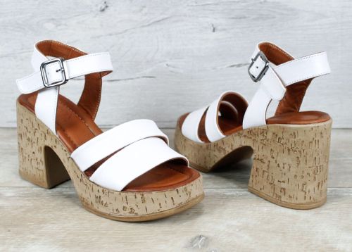 Velora Linea – дамски кожени сандали на платформа в елегантно бяло