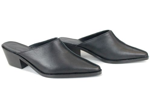 дамско сабо черно естествена кожа елегантно