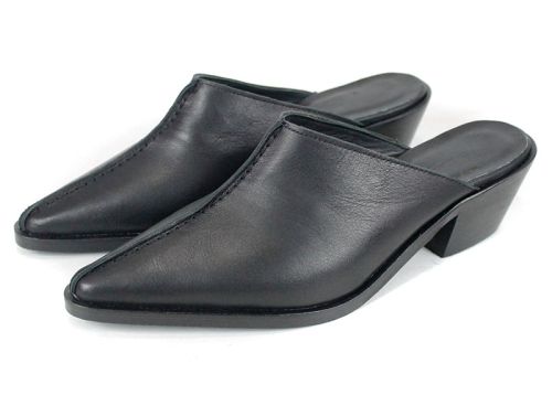 Meliora Grace – елегантно дамско сабо от естествена кожа в черно с изтънчен силует