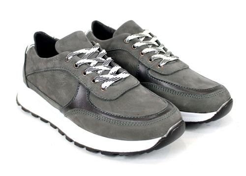 Tano Drift – мъжки сникърси от естествен набук в сиво с динамичен силует