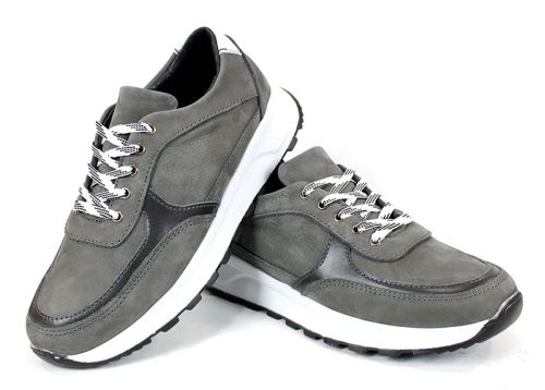 Tano Drift – мъжки сникърси от естествен набук в сиво с динамичен силует