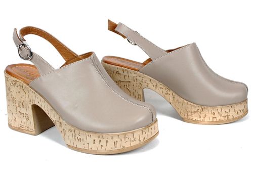 дамско сабо платформа естествена кожа визон