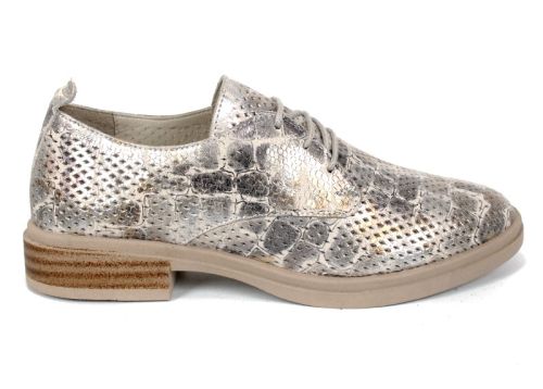 Arlena Pure – дамски летни обувки от естествена кожа с перфорация и златист кроко ефект