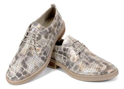 Arlena Pure – дамски летни обувки от естествена кожа с перфорация и златист кроко ефект