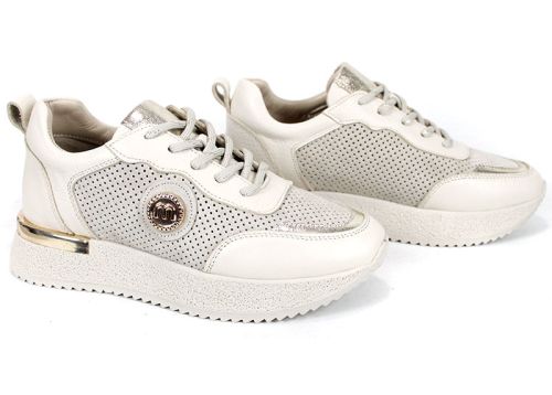 дамски сникърси естествена кожа бежови