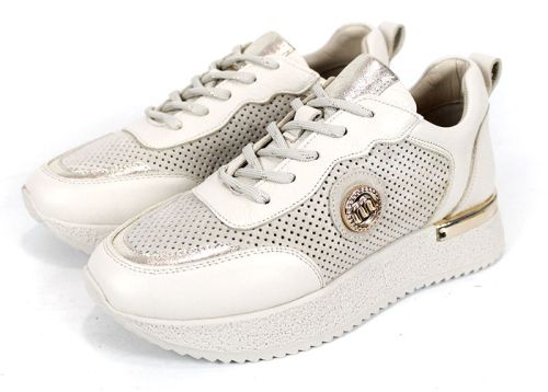 Vela Form – дамски сникърси от естествена кожа и велур в бежово с перфорация