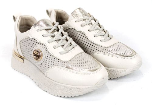 Vela Form – дамски сникърси от естествена кожа и велур в бежово с перфорация