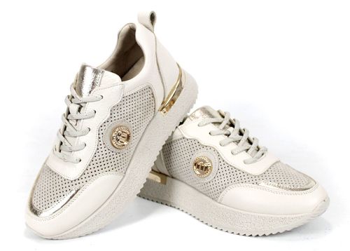 Vela Form – дамски сникърси от естествена кожа и велур в бежово с перфорация