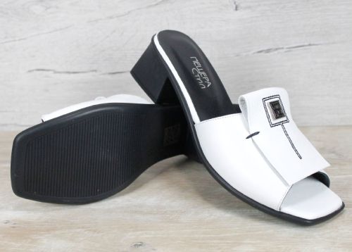 Mirela Doro – дамски чехли на ток от естествена кожа в бяло