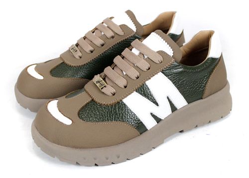 Virella Note – дамски сникърси от естествена кожа в зелено и визон