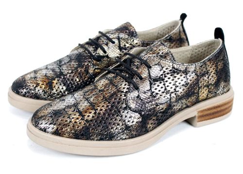 Arlena Pure – дамски летни обувки от естествена кожа с перфорация, кафяво кроко.