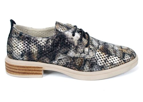 Arlena Pure – дамски летни обувки от естествена кожа с перфорация, кафяво кроко.