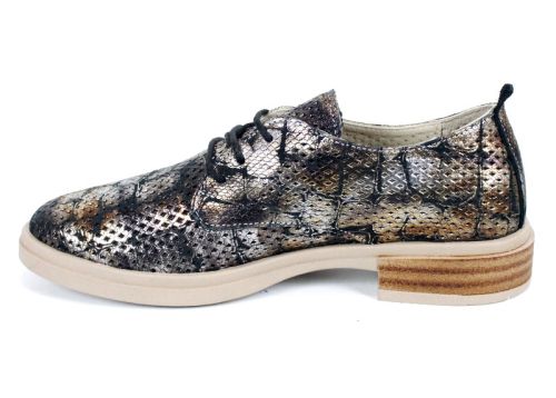 Arlena Pure – дамски летни обувки от естествена кожа с перфорация, кафяво кроко.